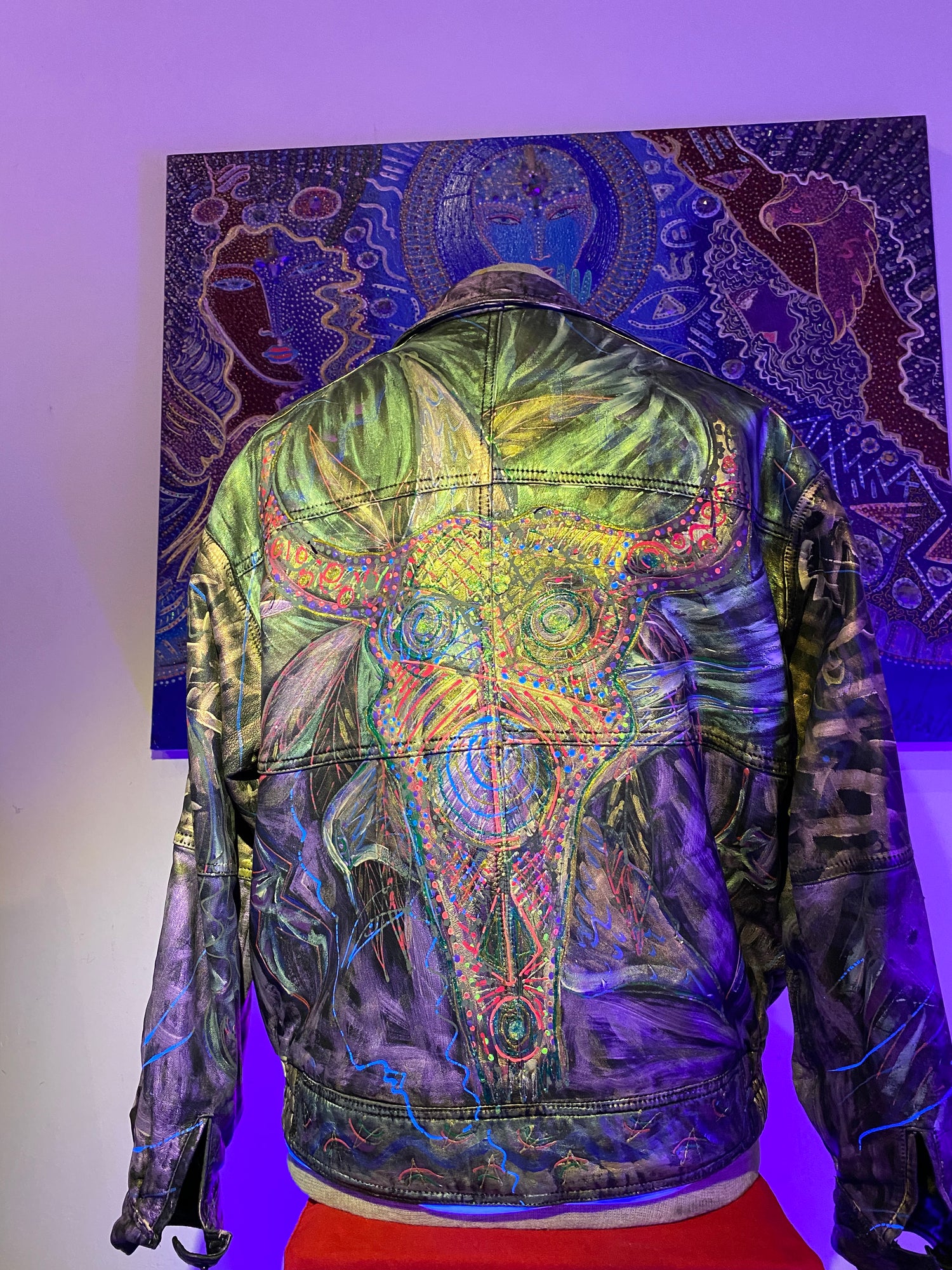 Original Yaari hand-painted leather jacket early Venice classic early work